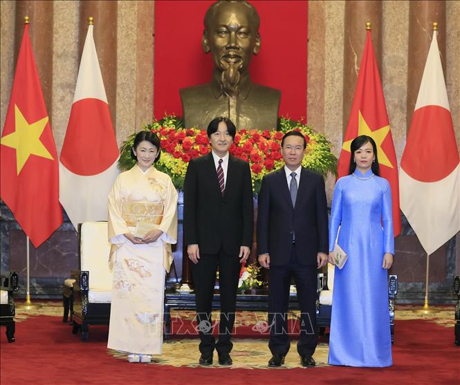 Chủ tịch nước Võ Văn Thưởng và Phu nhân tiếp Hoàng Thái tử Nhật Bản Akishino và Công nương 